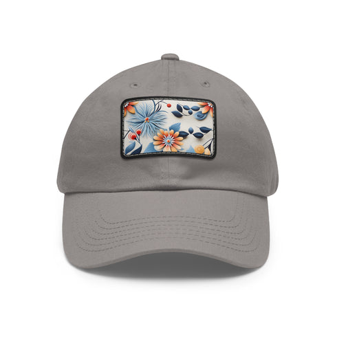 Floral print white baseball cap with colorful flowers.