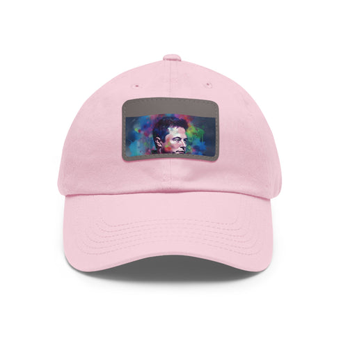 Neon watercolor baseball cap with light brown rectangle patch.