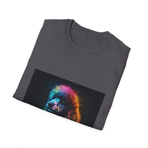 Playful watercolor poodle tee in charcoal for summer fun.