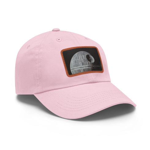 Death Star baseball cap in white with light brown patch Galactic Empire.