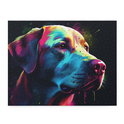 Labrador retriever jigsaw puzzle featuring heartwarming scene for dog lovers.