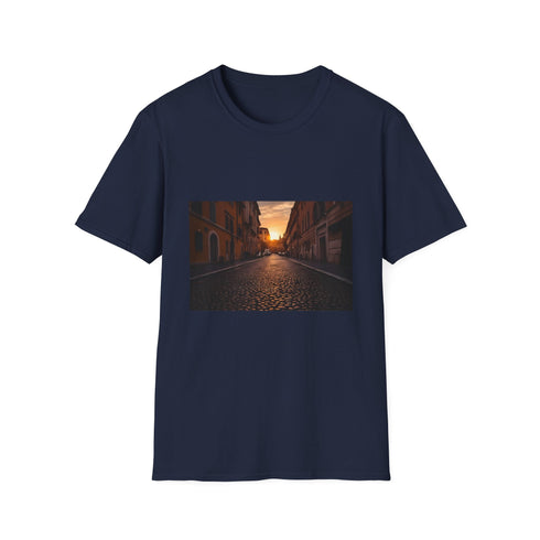 Charcoal cotton T-shirt featuring golden hour Rome graphic on a regular fit