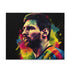 Messi watercolor neon puzzle with vibrant colors and 120 pieces.