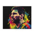 Vibrant watercolor neon Messi puzzle for fans and enthusiasts.