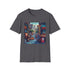 Vintage video game vibes t-shirt in charcoal cotton for summer fun.