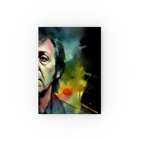 Neon-drenched Sir Paul McCartney journal, perfect for music lovers. High-quality, stylish, and great gift idea. Shop now!