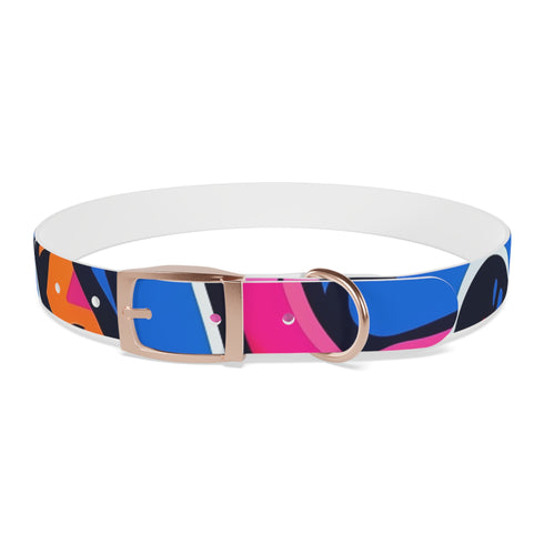 Neon graffiti dog collar in M size, Black Onyx.