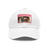 Iron Shades Snapback Cap in White with Light Brown Patch and Rectangle Shape
