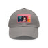 Neon watercolor baseball cap in white with light brown rectangle patch.