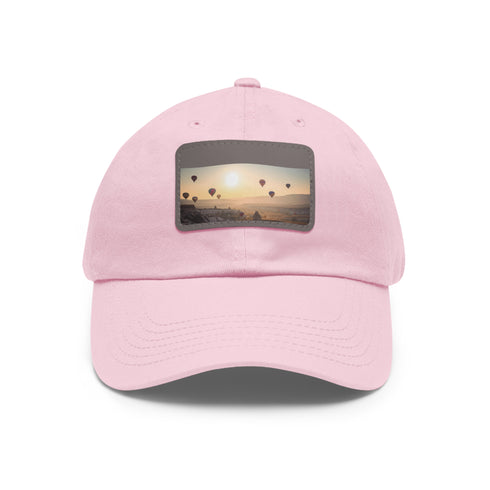 Cotton white baseball cap featuring Cappadocia air balloon patch.
