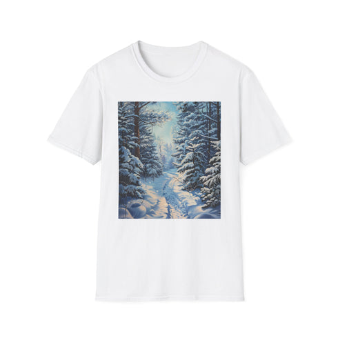 Charcoal winter wonderland painting t-shirt with cotton crew neck design