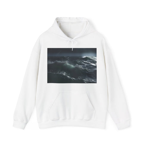 Stormy Seas Fury Hoodie in Navy, Size S, Unisex Regular Fit.