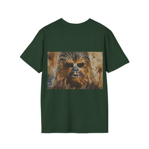 Chewbacca watercolor tee in charcoal, men's and women's summer style.