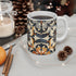 Chic artisan tiles ceramic coffee mug with seamless pattern.