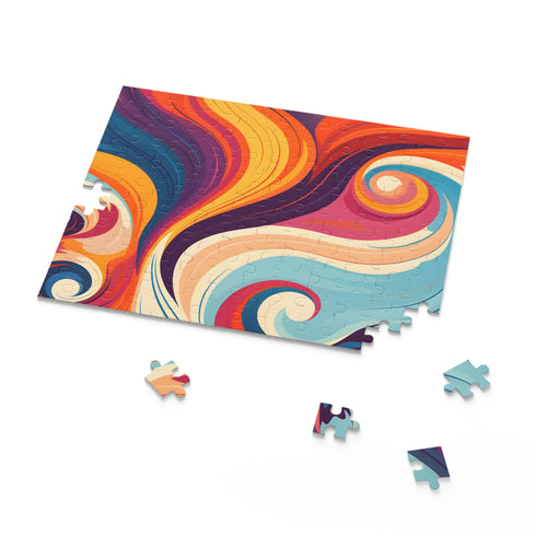 Colorful ocean-inspired 70s puzzle with vibrant marine textures for fun puzzling.