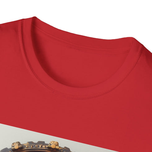 Charcoal steampunk t-shirt with intricate clockwork pattern and soft breathable cotton
