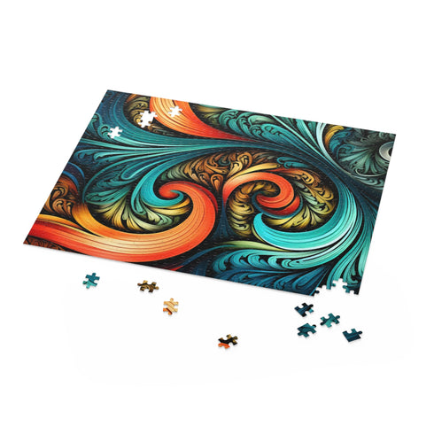 Glowing spiral fractal puzzle with mesmerizing gsng pattern design.