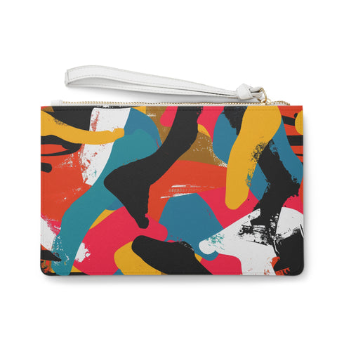 Abstract Bright Clutch Bag with vibrant seamless pattern.