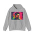 Vibrant navy Tom Cruise watercolor hoodie with neon hues.