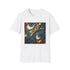 Charcoal fractal crew neck T-shirt with intricate nature-inspired patterns in cotton