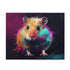 Vibrant neon hamster watercolor jigsaw puzzle for animal lovers.