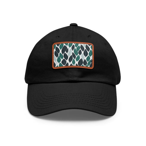 Green leaf pattern baseball cap with unique dirty ferret texture design.