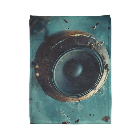 Music Floating from Cracked Speaker Plan Plush Fleece Throw Blanket