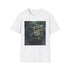 Charcoal cotton T-shirt featuring vibrant crocodile painting evoking untamed wilderness