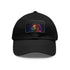 Vibrant neon watercolor George Michael baseball cap, white with light brown patch.
