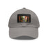 Colorful Marrakech Mosaic garden-themed baseball cap: White/Light Brown patch, rectangle.