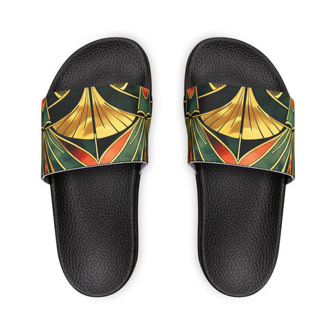 Men's Black Removable-Strap Sandals with Customizable Edge-to-Edge Print