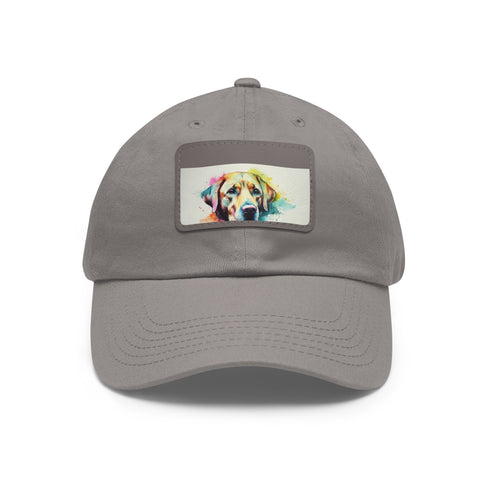 Labrador Love Embroidered Baseball Cap in White with Light Brown Patch