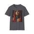 Charcoal cotton T-shirt with vibrant Eminem portrait capturing dynamic stage energy
