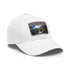 White vegan cotton baseball cap with Angel Falls image.