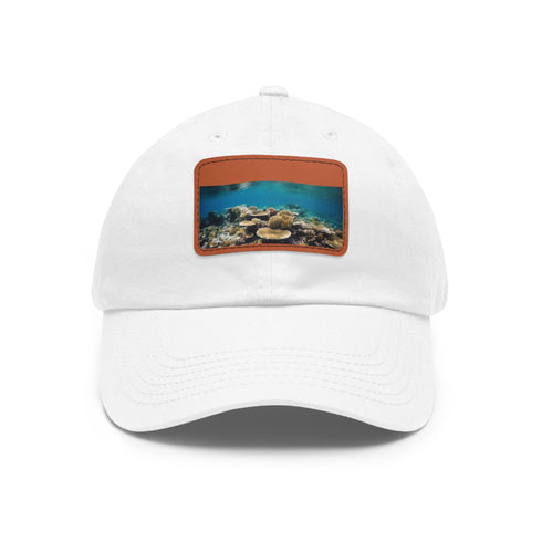 Great Barrier Reef Adventure Baseball Cap in white with coral reef design.