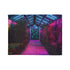 Space Garden in Glowing Greenhouse — Plush Fleece Throw Blanket — 300 GSM Plush Coral Fleece Texture Close-Up