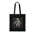 Black cotton tote bag with bold astronaut design for space adventures.