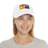 Neon Dream Margot Cap in white with light brown patch.