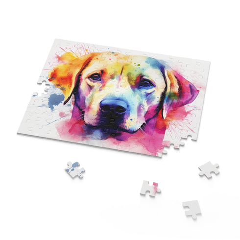 Adorable Labrador puppy jigsaw puzzle perfect for dog lovers.
