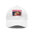 Unique Mars Dreams watercolor baseball cap, white with light brown patch.