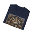 Steampunk clockwork design charcoal t-shirt for men and women.