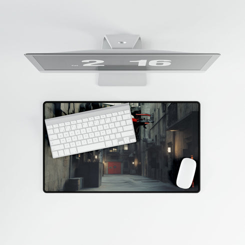 Cyberpunk Alleyway with Flying Cars Gaming XXL Extended Desk Mat