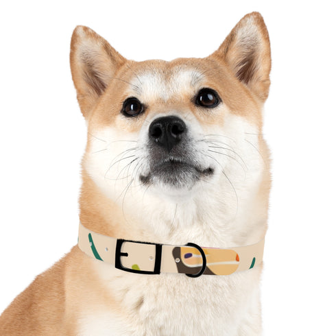 Abstract black onyx dog collar for medium dogs, chic and stylish.