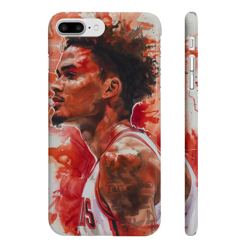 Vibrant watercolor basketball player phone case for iPhone 8 Plus.
