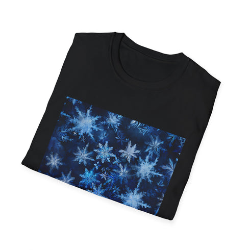 Charcoal crew neck cotton T-shirt with symmetrical nature-inspired pattern