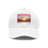 Desert Peaks Baseball Cap in White with Light Brown Patch on Rectangle