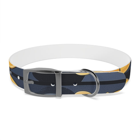 Artisan tile dog collar in black onyx, handcrafted for stylish pups.