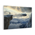 Sky Ship Tethered to Mountaintop Stretched Canvas Wall Art