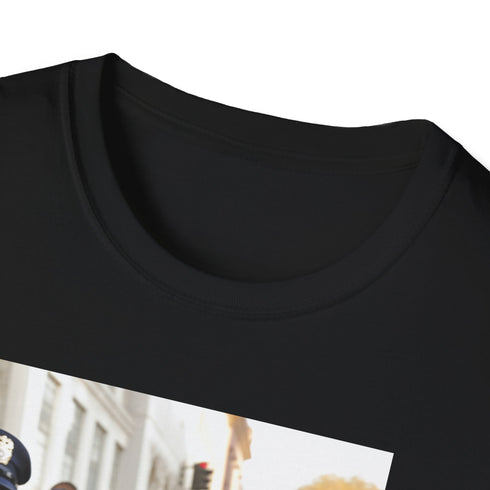 Charcoal cotton crew neck tee with Joe Biden watercolor artwork