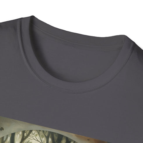 Charcoal cotton crew neck t-shirt with woodland animal design